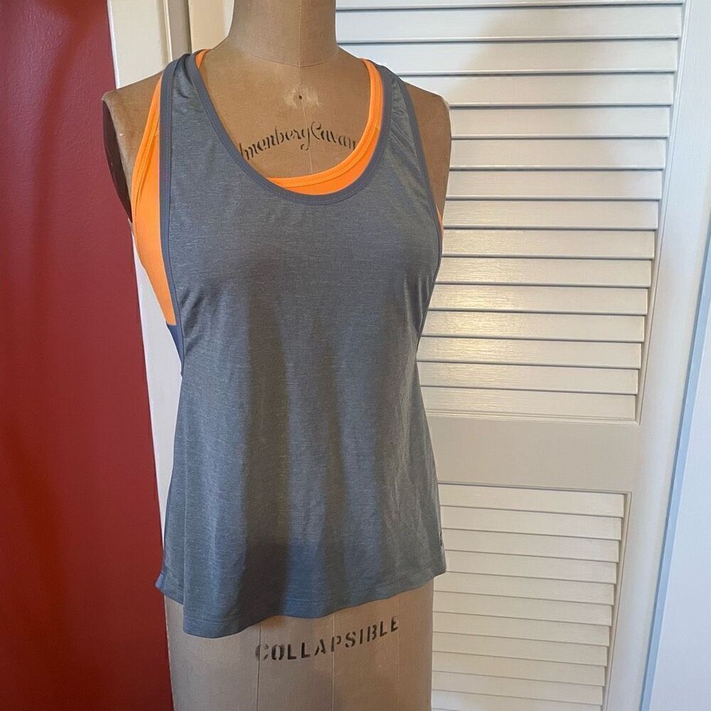 NIKE | dri fit tank sports bra gray orange XS